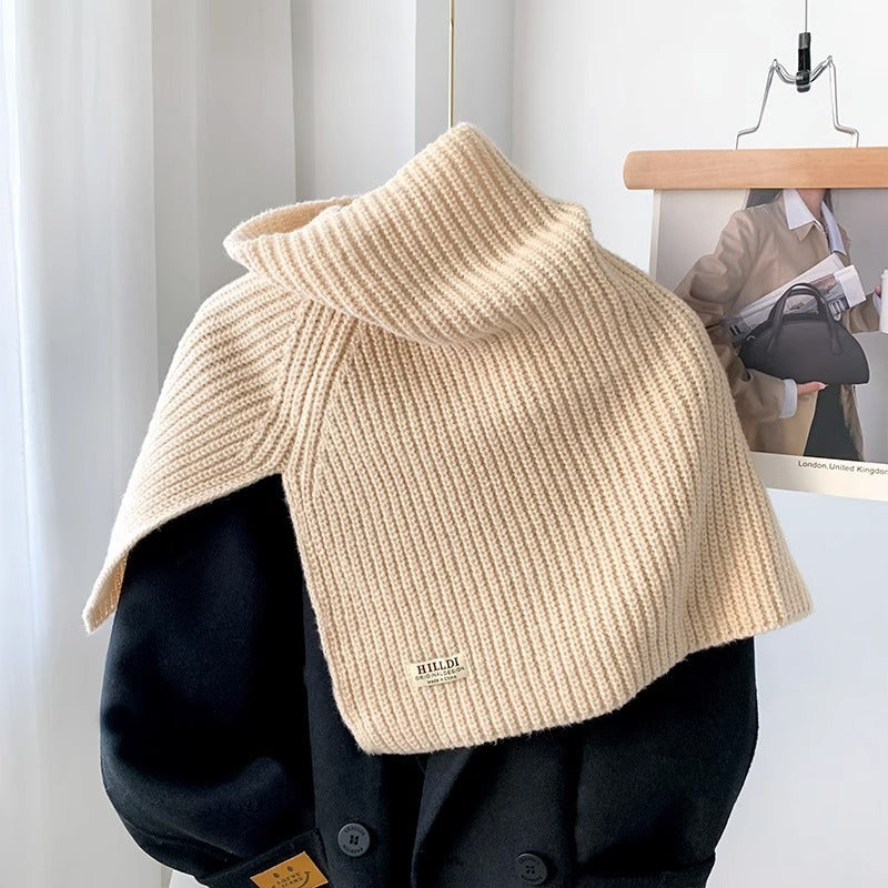 Fashionable With Side-slit Turtleneck Knitted Shawl Scarf