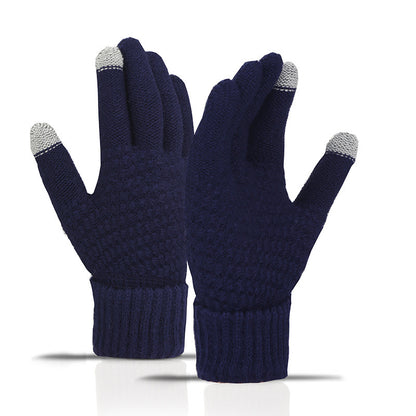 Fleece-lined Wind-proof And Cold Protection Knitted Warm Gloves