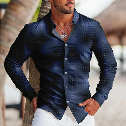 Vibrant Long Sleeve Lapel Shirt: Stylish Prints