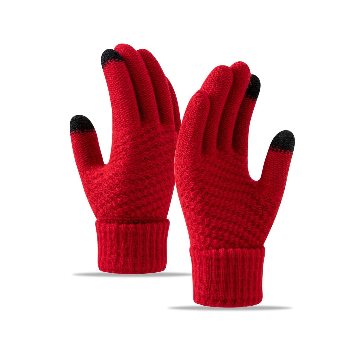 Fleece-lined Wind-proof And Cold Protection Knitted Warm Gloves