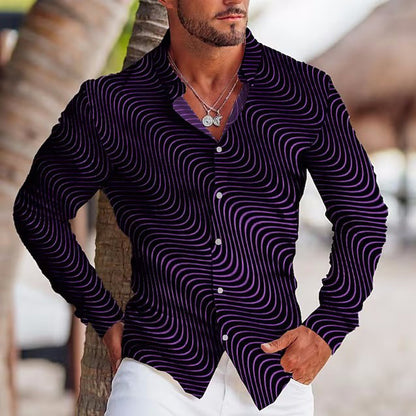 Vibrant Long Sleeve Lapel Shirt: Stylish Prints