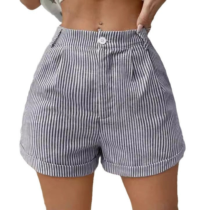 Women's Striped Pocket Shorts