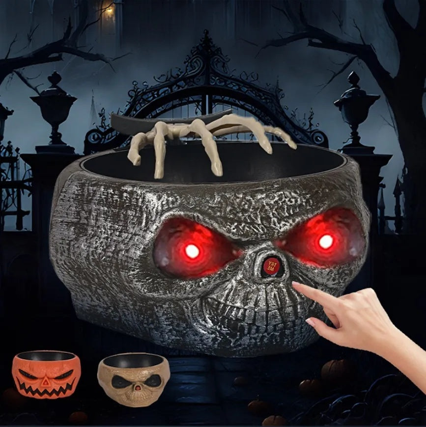 Halloween Candy Plastic Pumpkin Bowl With Motion Activated Hand