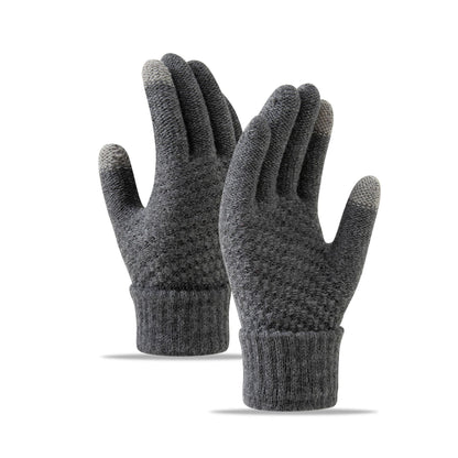 Fleece-lined Wind-proof And Cold Protection Knitted Warm Gloves