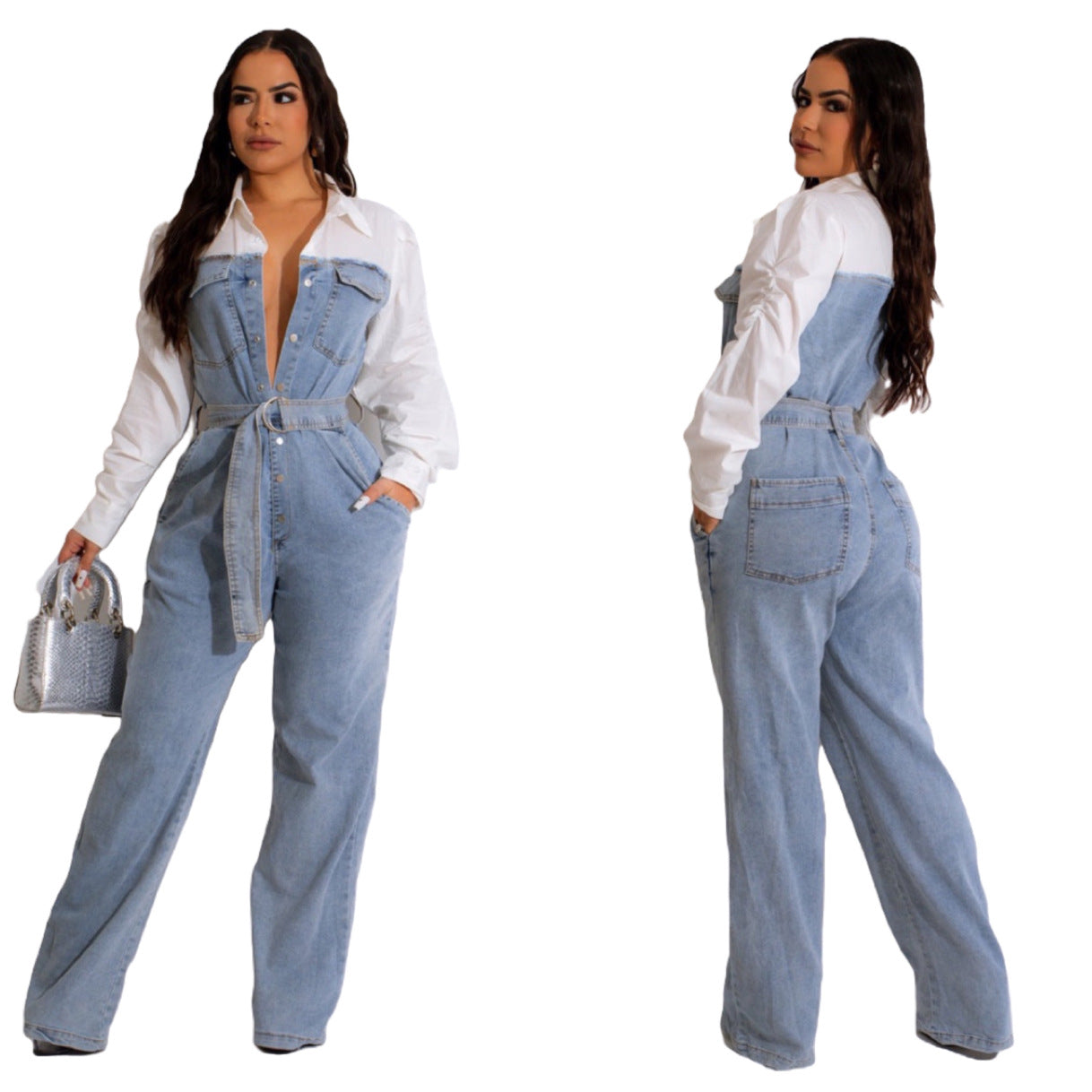 Ladies Loose Fit Casual Denim Jumpsuit