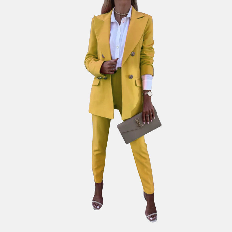 Yellow Ladies Two Piece Suit