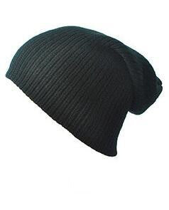 Warm Solid Color Striped Beanie Hat