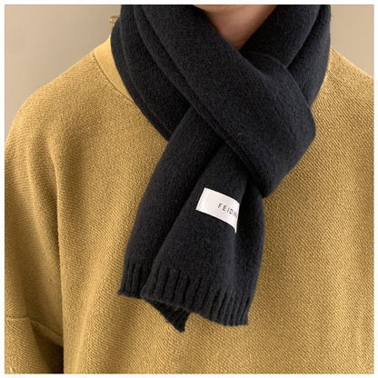 Solid Color Knitted Wool Keep Warm Scarf