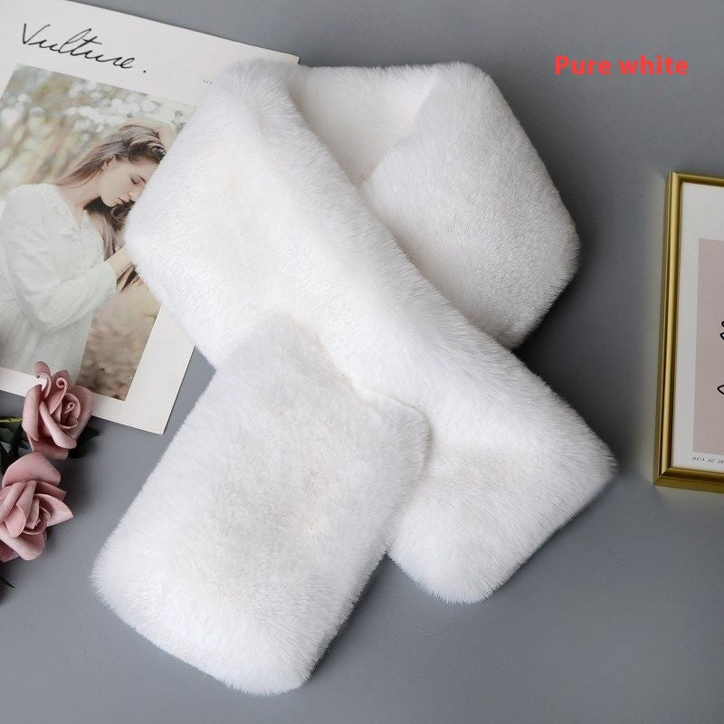 Plush Artificial Rex Rabbit Fur Thick Warm Scarf