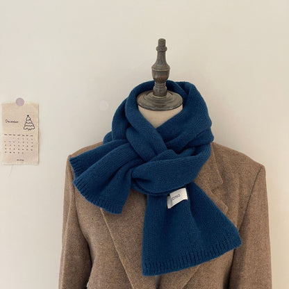 Solid Color Knitted Wool Keep Warm Scarf