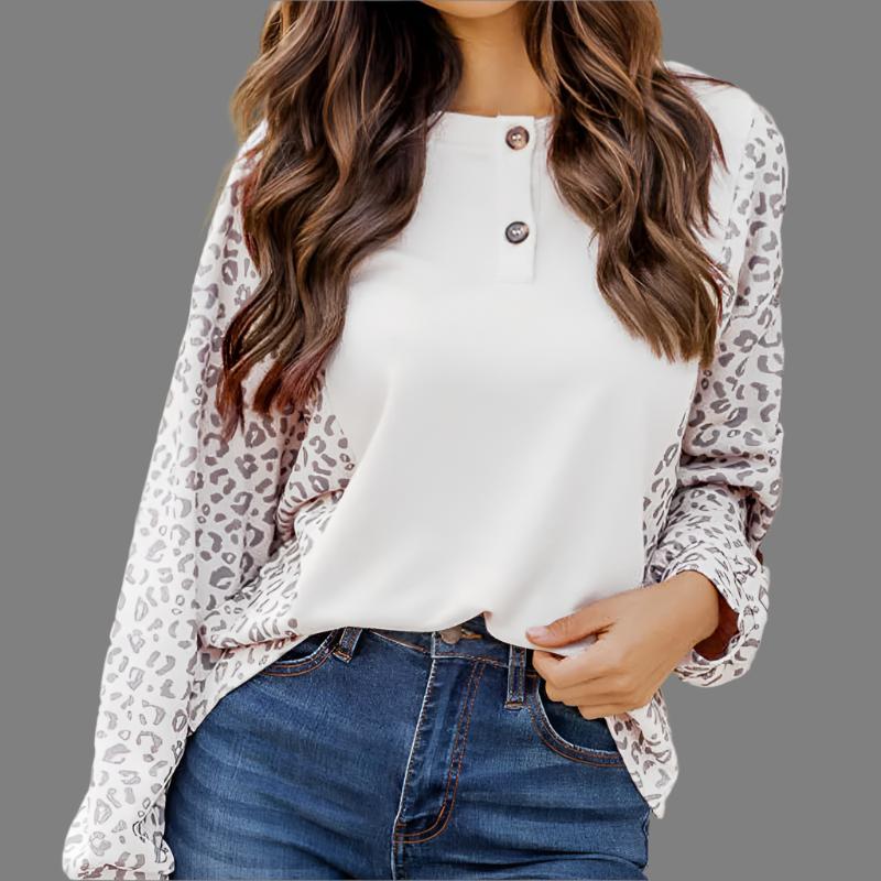 Ladies V-neck Leopard Print Top