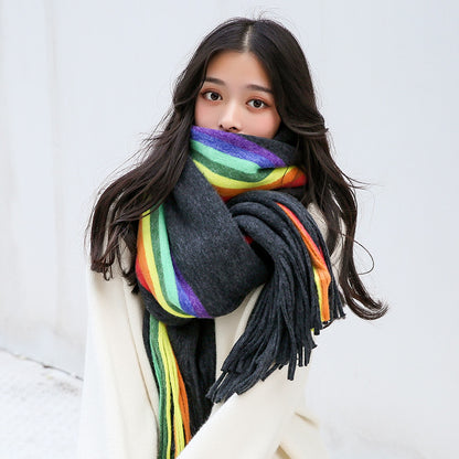 Rainbow Double-sided Cashmere-like Scarf