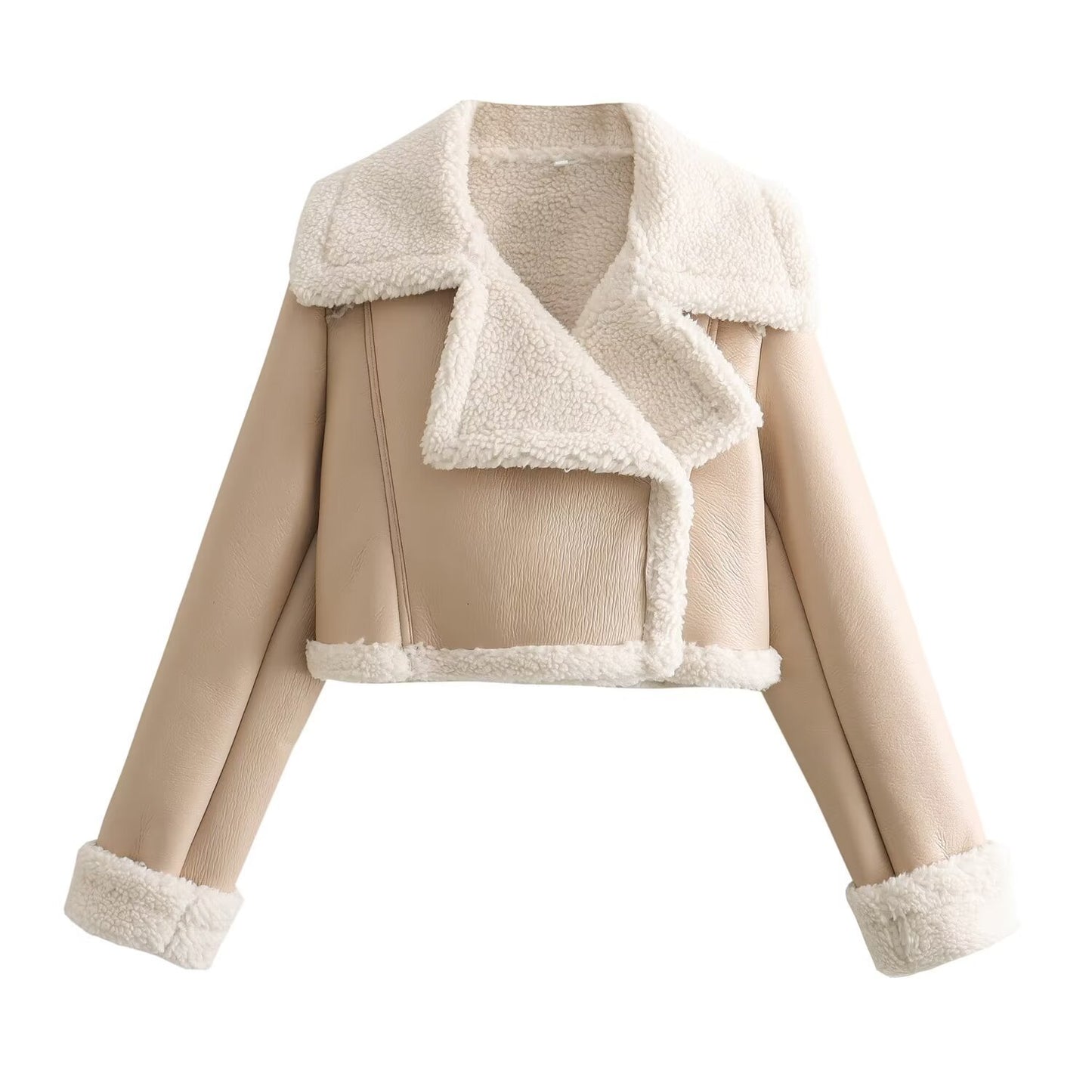 Fur Integrated Short Hot Girl Motorcycle Coat