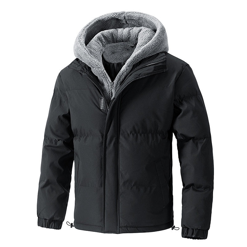 Two Piece Loose Padded Coat with Fleece Hood