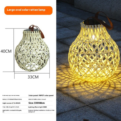 Outdoor Solar Bamboo Weaving Hollowed Waterproof Hanging Imitation or Table Lamp