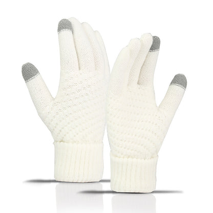 Fleece-lined Wind-proof And Cold Protection Knitted Warm Gloves