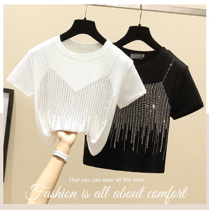 Chic Short Hot Diamond Temperament Niche Women's T-Shirt