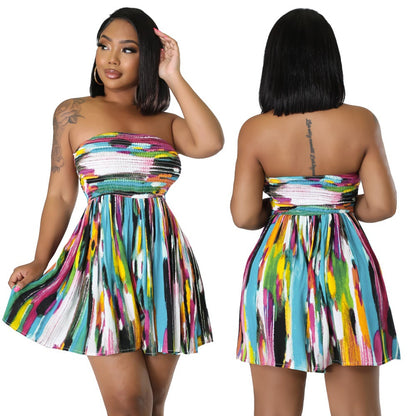 Women's Multi Colored Painted Tube Style Dress