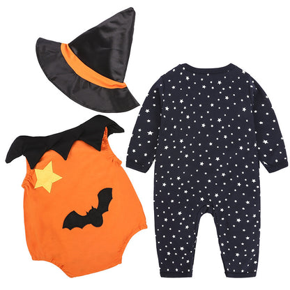 Halloween Pumpkin Performance Wear Baby Romper Jumpsuit & Hat