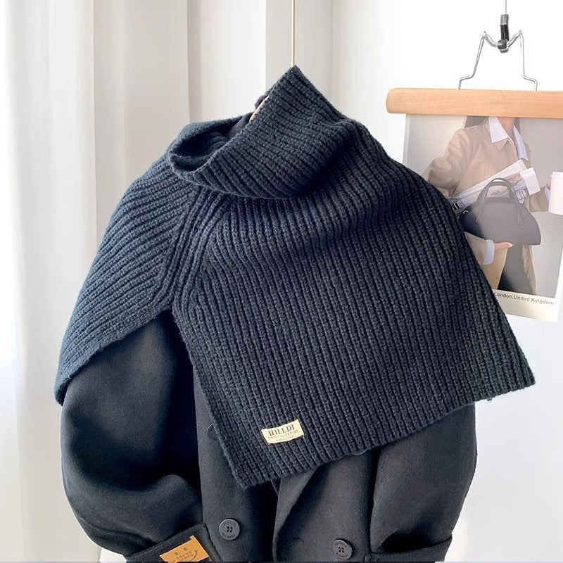 Fashionable With Side-slit Turtleneck Knitted Shawl Scarf