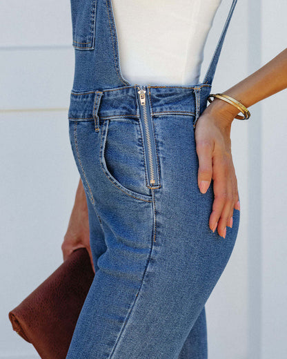 Ladies Retro-inspired Bell-Bottom Denim Dungarees