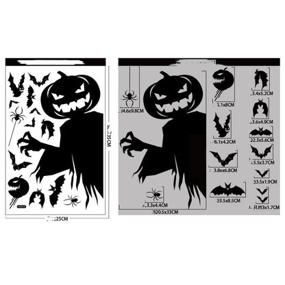 Witch Reaper Bat Skull Halloween Party Window Sticker Decor