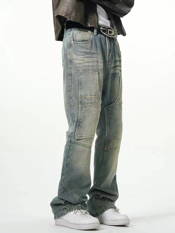 Men American Street Distressed Loose Straight Casual Jeans