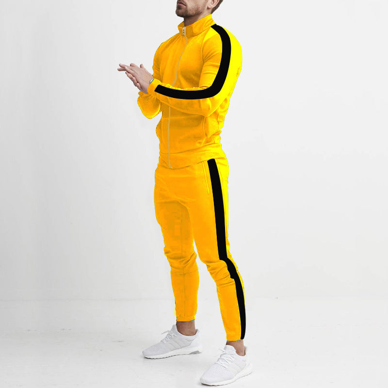 Color Matching Hooded Sports Suit