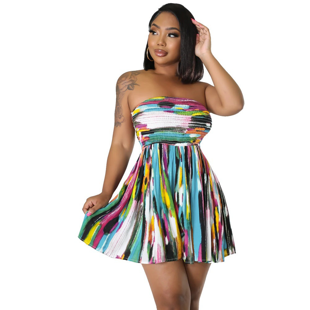 Women's Multi Colored Painted Tube Style Dress