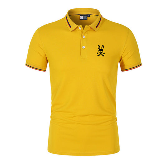 Yellow Printed Short-sleeved Polo Shirt