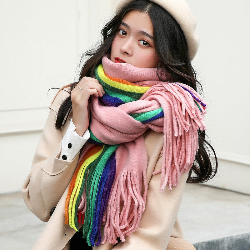 Rainbow Double-sided Cashmere-like Scarf