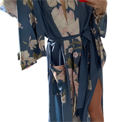 Peacock Flower Kimono Style Gown