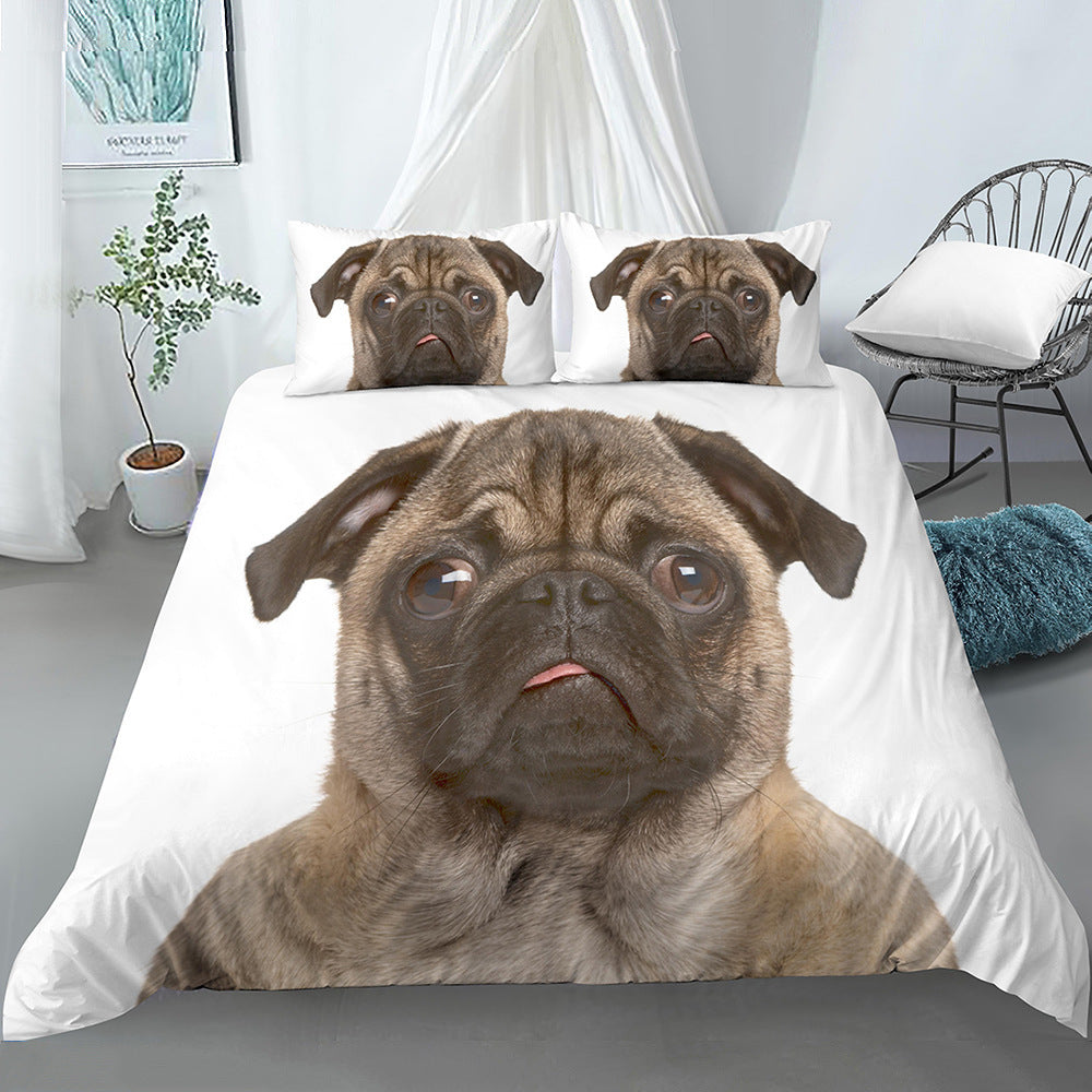 Doggy 3D Digital Printing Three-piece Bed Set