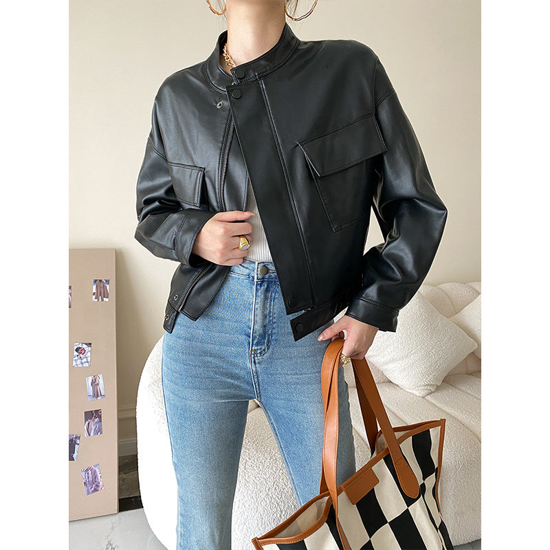 Edgy Chic: Waist Leather Jacket