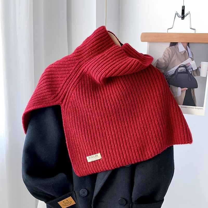 Fashionable With Side-slit Turtleneck Knitted Shawl Scarf