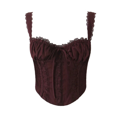 French Sexy Lace Trim Sling Vest