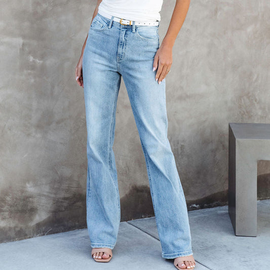 Timeless Comfort Washed Denim Straight-leg Trousers