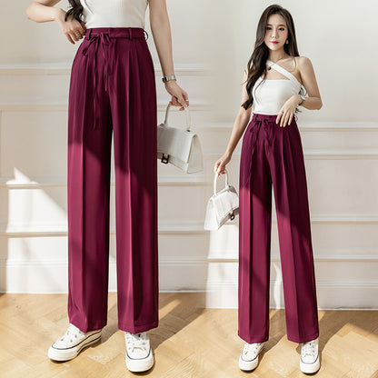 Fuchsia Ladies High Waist Drape Wide Leg Pants