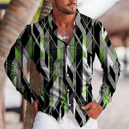 Vibrant Long Sleeve Lapel Shirt: Stylish Prints