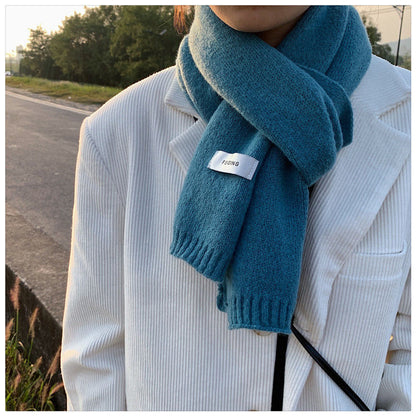 Solid Color Knitted Wool Keep Warm Scarf