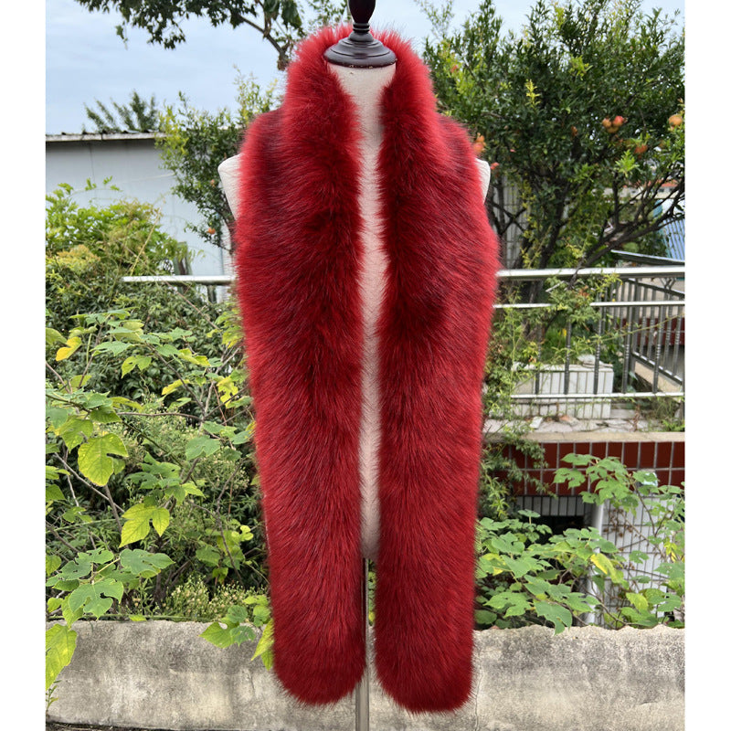 Women's Versatile Fox Tail Style Plush Long Warm Scarf