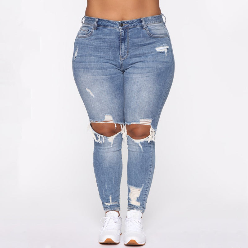 Trendy Plus Size Ripped Jeans for Stylish Comfort