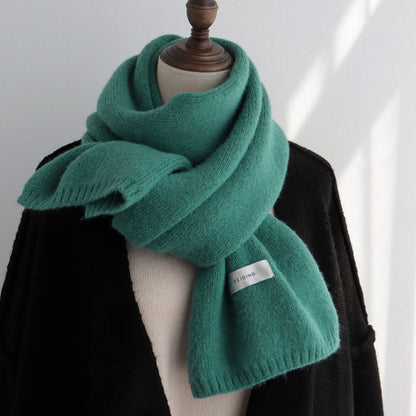 Solid Color Knitted Wool Keep Warm Scarf