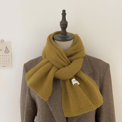 Solid Color Knitted Wool Keep Warm Scarf