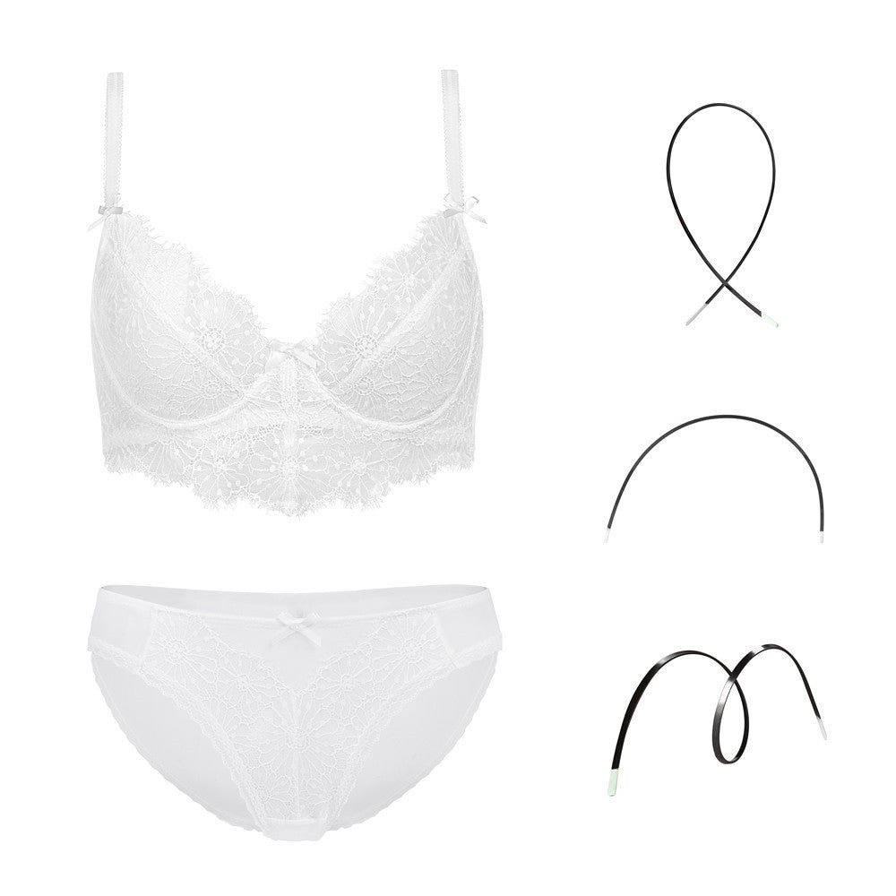 Embroidered Transparent Bra and Panties Set