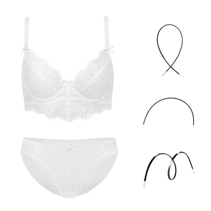 Embroidered Transparent Bra and Panties Set