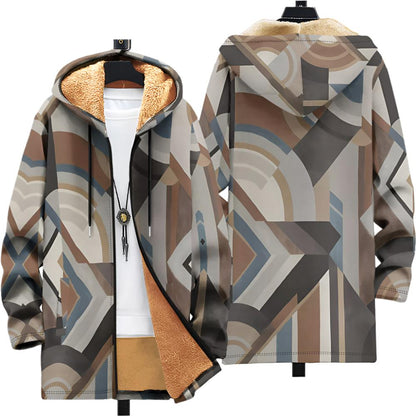 Mens Printed Hooded Thick Winter Cardigan