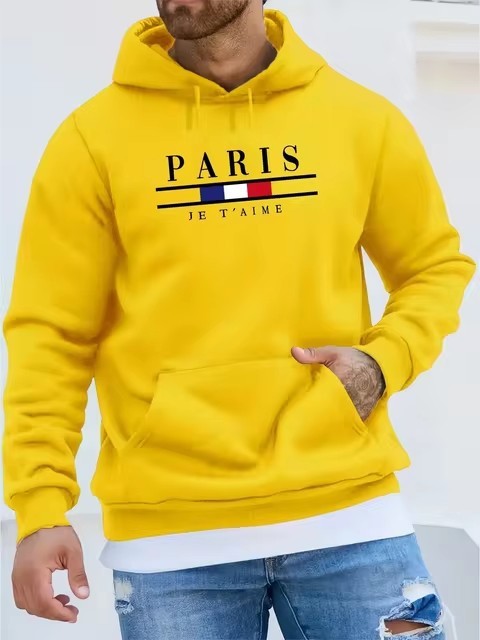 Printed Paris Long Sleeve Fleece Lined Hoodie