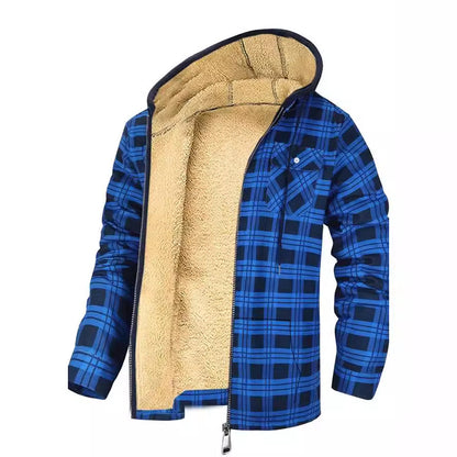 Woolen Cotton Padded Plaid Coat