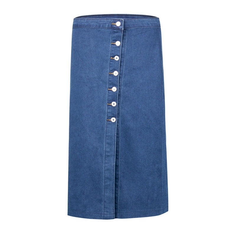 Women's Plus Size Denim Button Skirt